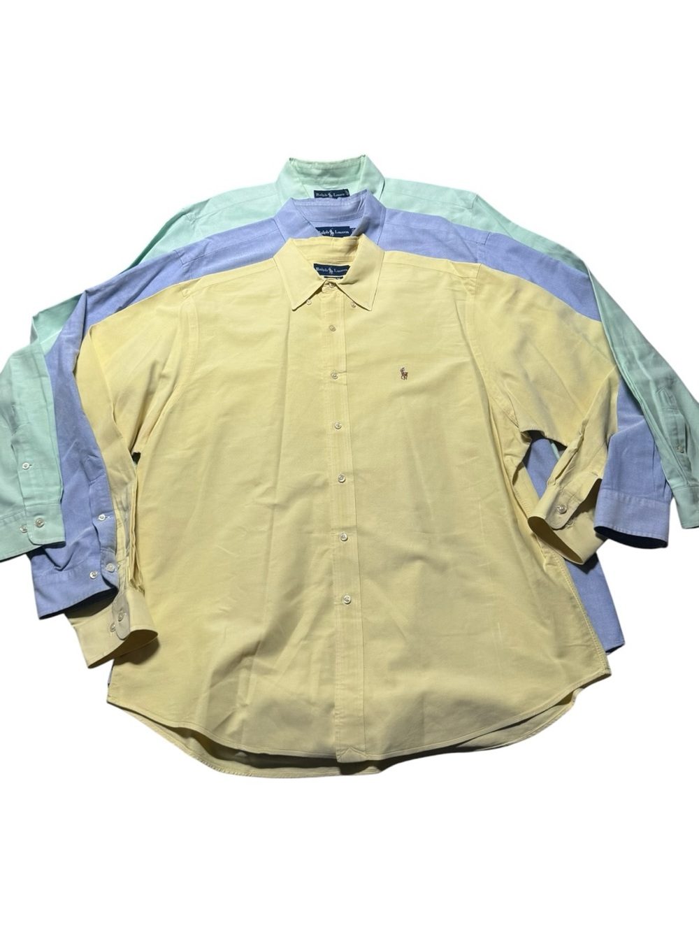 LOT OF 3 Ralph Lauren 17.5 Men's Long Sleeve Oxford Button-Down Shirts Classic - Picture 15 of 16